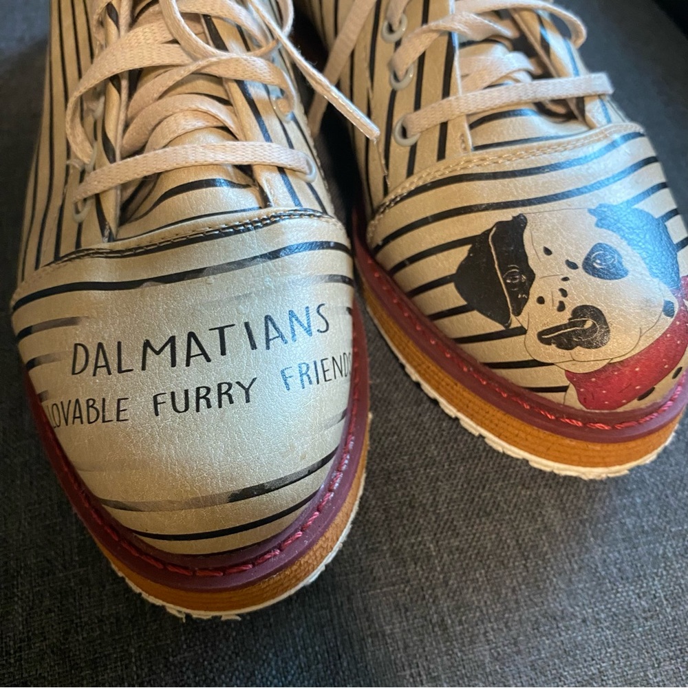 DOGO Women's Oxford Flat Shoes Tennis Dalmatian dog Disney, size 38, size 7. - Picture 6 of 13